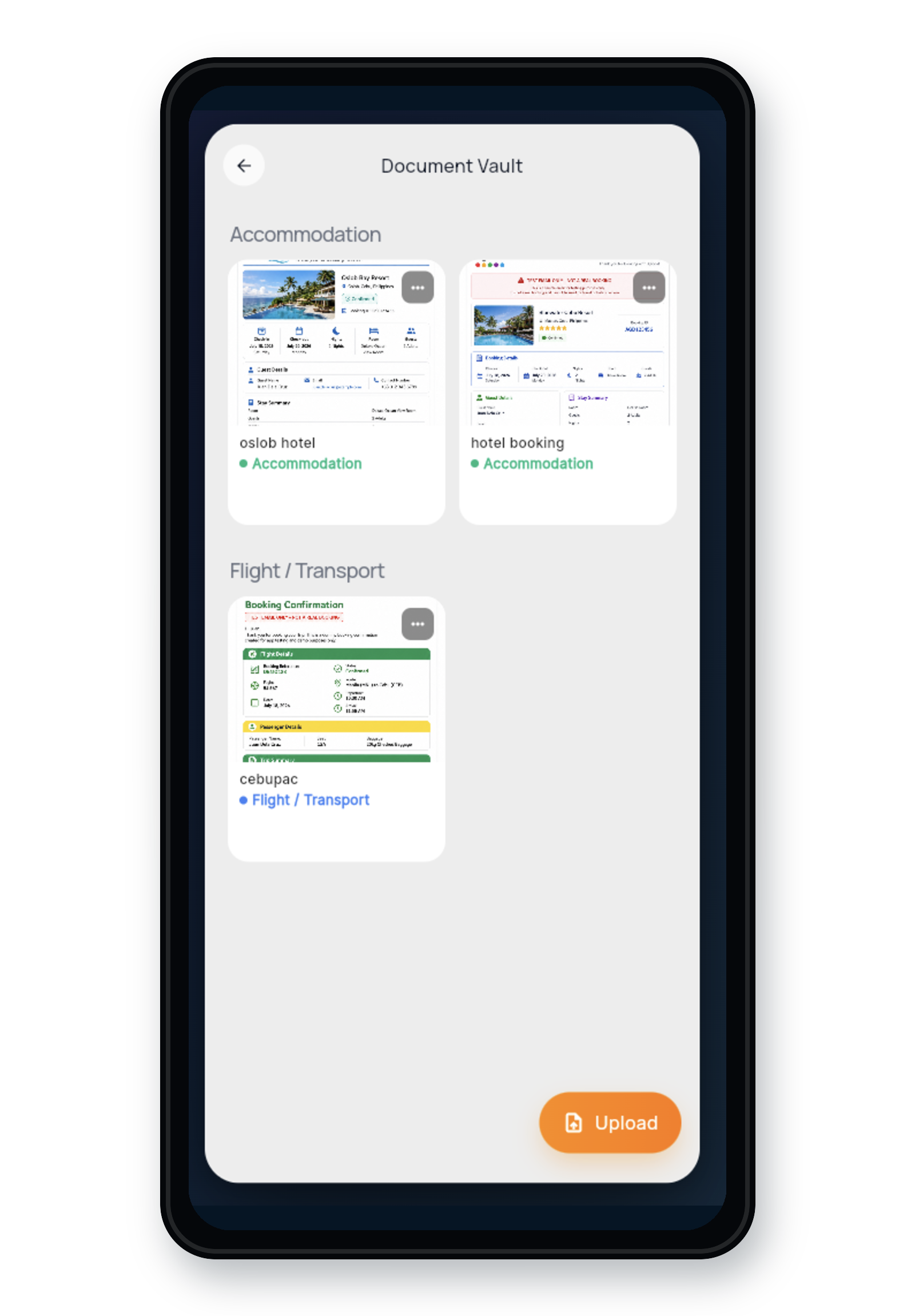 Triph document vault screen