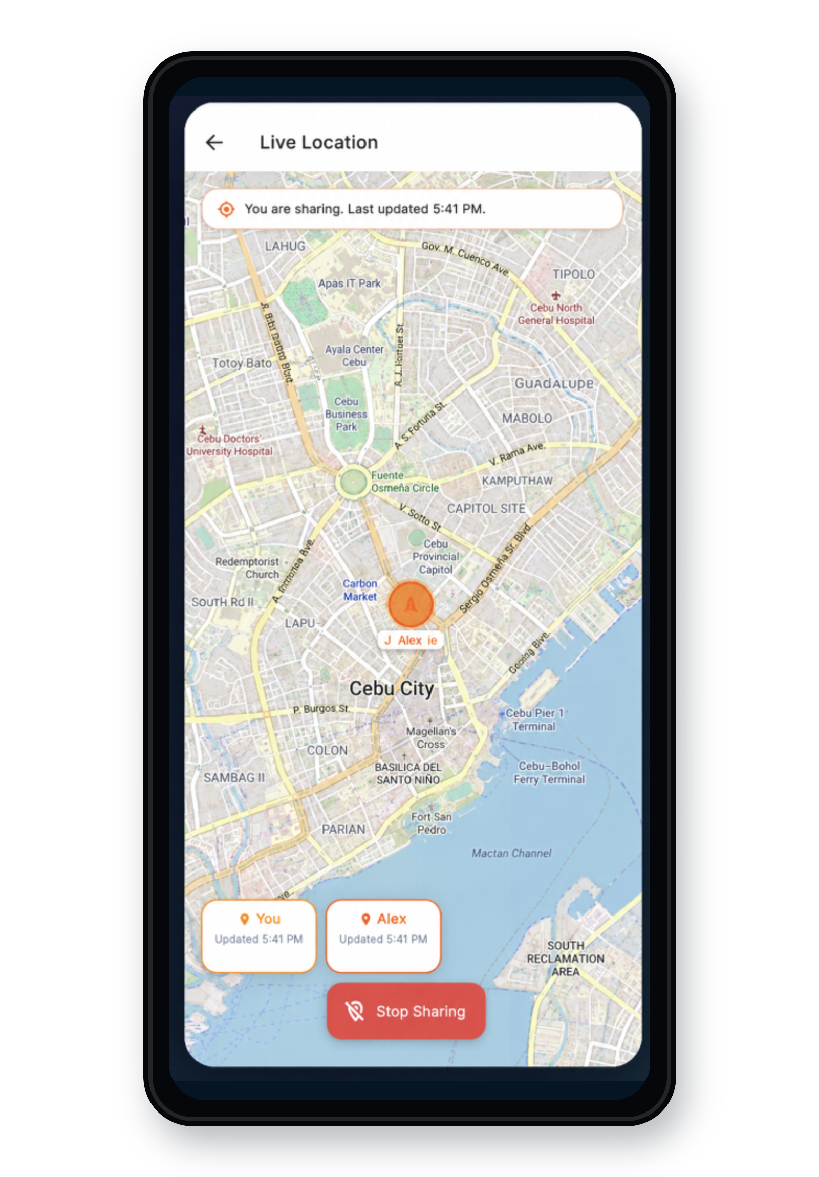 Triph live location screen